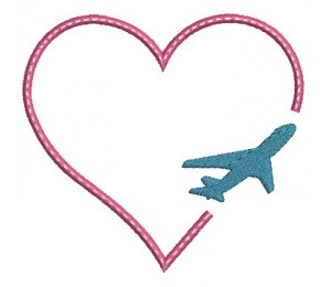 Stickdatei - Herz Flugzeug